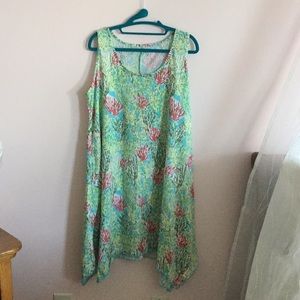 Coral patterned beach coverup